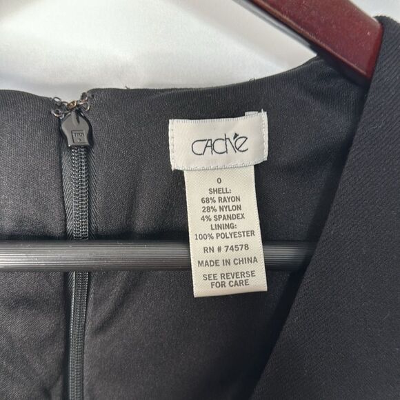 Cache Black Sleeveless V-Neck Cocktail Sheath Dress Size 0 - Picture 4 of 6